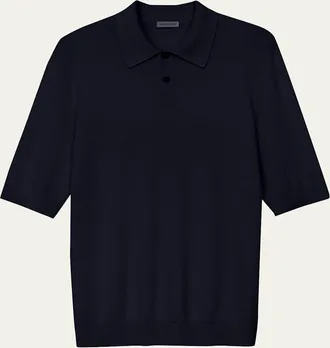 Iris Von Arnim Mens Cashmere and Silk Knit Polo Shirt