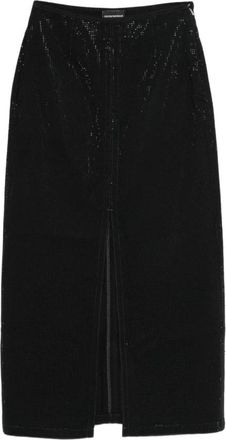 Emporio Armani Lange Drill Rok Met Micro Studs Overal - Dames - Midirokken - Zwart - XS - Katoen - Rokken