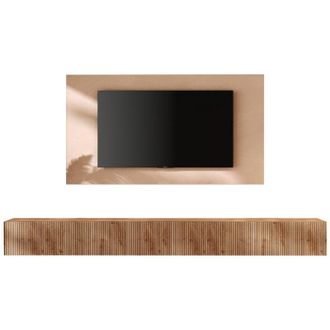 Dmora Parete Attrezzata Buti, Mobile Soggiorno Modulabile, Apertura Standard Made in Italy, set Componibile, Marrone Pero
