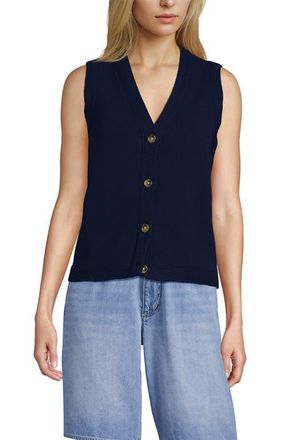 Lands End Milano Sweater Vest in Deep Sea Navy at Nordstrom, Size X-Large