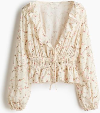 H&M Viskosebluse mit Volant - White