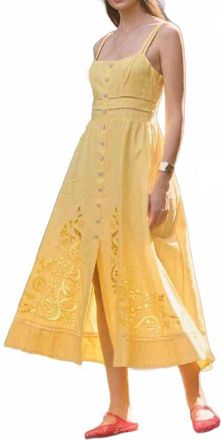 Moon River Sleeveless Eyelet Midi Dress In Yellow