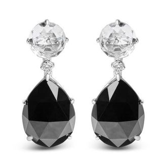 House of Brilliance 18K White Gold 1/5 Ct Diamond with White Topaz & Black Onyx Gemstone Dangle Earring at Nordstrom