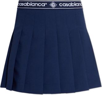 Casablanca Geplooide Rok - Dames - Korte rokken - Blauw - S - Katoen - Rokken
