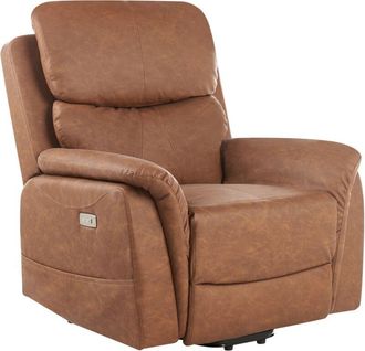 Beliani Electric Recliner Chair GLORIE with Massage Faux Leather Brown