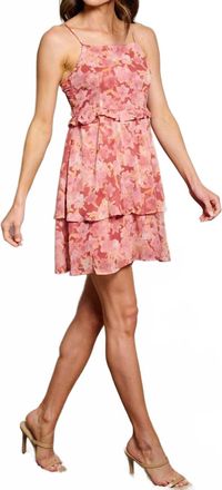 Peach Love California Sunset Petals Mini Dress In Pink