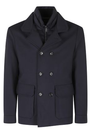 Moorer Dark Blue Bas Tz Viscose-Blend Double-Breasted Jacket