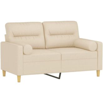 vidaXL Sof&aacute; De 2 Plazas Con Cojines Tela Color Crema 120 Cm Vidaxl
