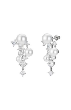 Untamed Petals Alexandra Pearl and Crystal Drop Earrings in Silver at Nordstrom