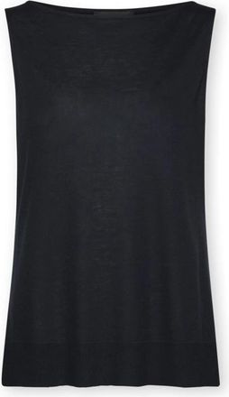 Elena Miro Boot Top met Boot Hals - Dames - Tops zonder mouwen - Blauw - M - Katoen - Tops