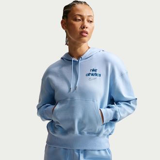 Nike Womens Nike Sportswear Phoenix Fleece Pull-Over Hoodie in Blue | IO1298-407