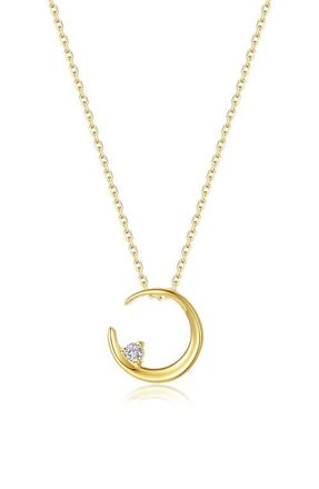 Lafonn Simulated Diamond Crescent Moon Pendant Necklace in Gold at Nordstrom, Size 20