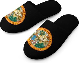 Generic State Seal of Florida Mens Flannel Slipper Soft Non Slip House Shoes Comfy Winter Warm Indoor Outdoor Slippers