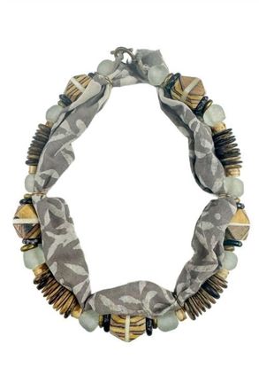Twine & Twig Womens Beaded Bandana Necklace In Safari