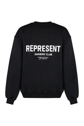 Represent Mens Crew-Neck Cotton Sweatshirt Black Sweatshirts Sweater
