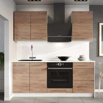 Vicco Cocina Para Solteros Fame-line, Roble Dorado/blanco, 190 Cm Sin Encimera, Vicco