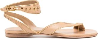 Herm&egrave;s Sandali in pelle con suola piatta - Oro