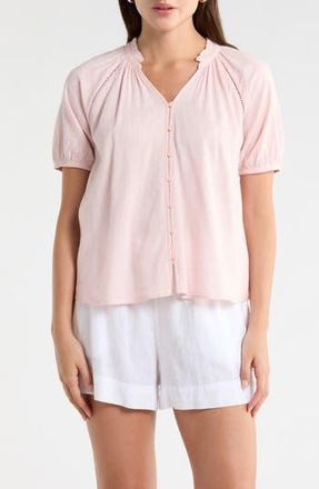 Melrose and Market Relaxed Button Front Shirt in Pink Lotus at Nordstrom Rack, Size Xx-Large