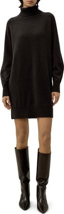 LilySilk Wool-Cashmere Turtleneck Sweater Dress in Espresso at Nordstrom, Size Large