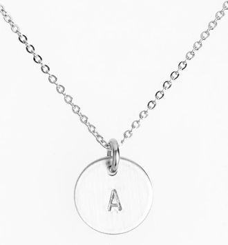 Nashelle Sterling Silver Initial Mini Disc Necklace in Sterling Silver A at Nordstrom
