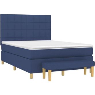 vidaXL Vidaxl - Cama Box Spring Con Colch&oacute;n Tela Azul 140x200 Cm