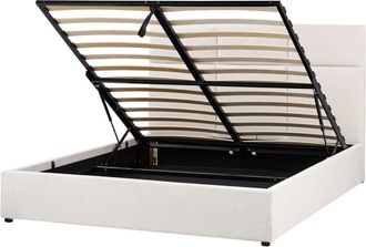 Beliani Ottoman Bed Fabric LAGORD 160 x 200 cm (EU King Size) Off-White