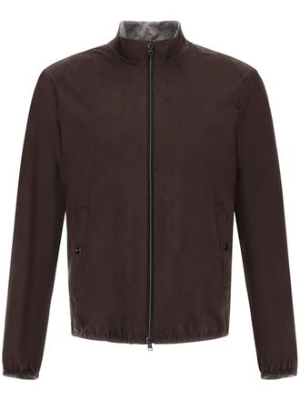 Herno Brown Matte Finish Jacket with High Collar