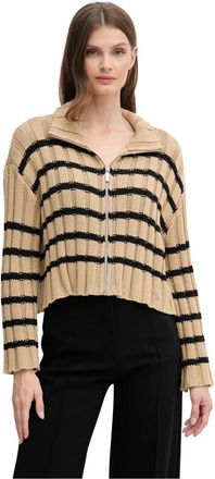 DKNY Gestreepte Ritsvest - Dames - Vesten - Bruin - S - Katoen - Truien & Vesten