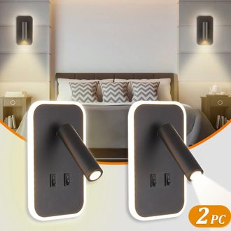 No Brand Dos Apliques Led De Pared Con Interruptor, Estilo Moderno, Apliques Led De Interior Giratorios, Se Pueden Usar Como L&aacute;mparas De Lectura O De Mesilla D