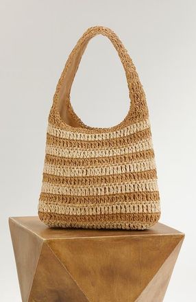 Crescent Striped Weave Bag in Tan/cream at Nordstrom