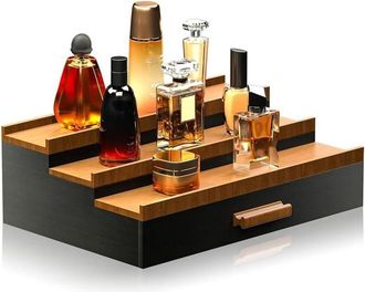 OEM Organizador De Fragancias Para Hombre De 3 Niveles - Caja Para Guardar Cosm&eacute;ticos - Expositor De Perfumes Con Caj&oacute;n Oculto - Porta Perfumes - Estante 