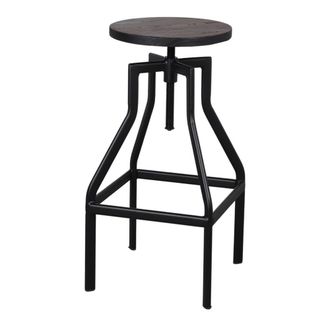 MisterWils Taburete Alto De Metal Y Madera Stoner - Negro - 69x36x36
