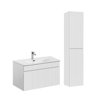 Petits Meubles Conjunto mueble lavabo individual tableros laminados blanco