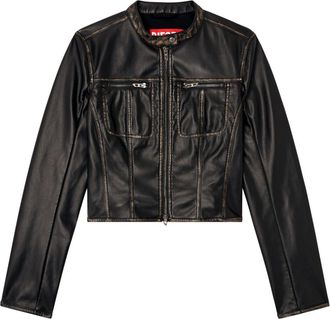 Diesel G-Lobe biker jacket - women - Polyester/Polyurethane - 38 - Black