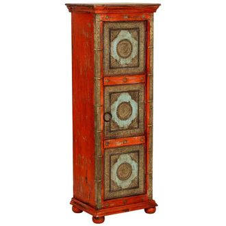Wanderlust Deco Armario De Madera Artesanal Rojo 53x40x149h Cm