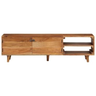 Berkfield Home TV Cabinet Solid Wood Acacia with Honey Finish 140x30x40 cm in Brown | Size: 140 x 30 x 40 cm