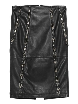 Patrizia Pepe Leren midi-rok met studs - Zwart