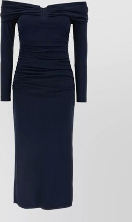 Carolina Herrera off-shoulder ruched 3/4-sleeve midi dress