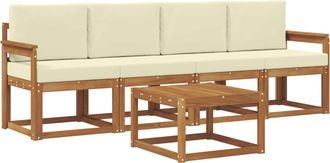 vidaXL Conjunto De Sof&aacute;s De Exterior 5 Uds. Natural Y Crema Vidaxl
