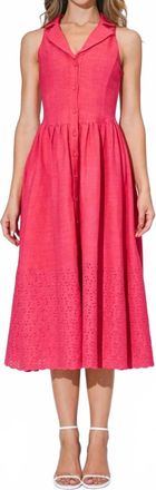 Adelyn Rae Anastatia Embroidered Halter Midi Dress In Fuchsia