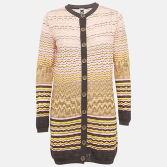 M Missoni Pink Zig Zag Knit Long Cardigan