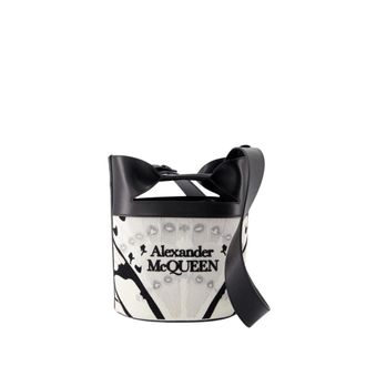 Alexander McQueen Alexander McQueen, Bucket Bags, female, White, Size: ONE SIZE White Leather Bucket Crossbody Bag