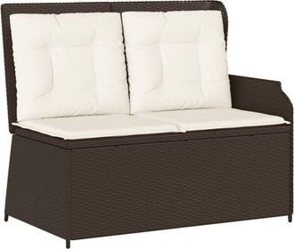vidaXL Sill&oacute;n Reclinable De Jard&iacute;n Con Cojines Rat&aacute;n Sint&eacute;tico Marr&oacute;n Vidaxl