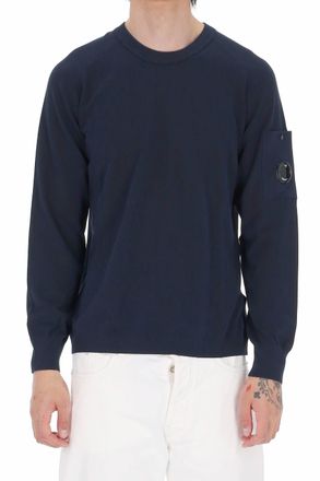 C.P. Company Blue Cotton Crepe Crewneck Sweater
