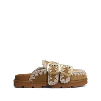 Mou Schoenen, Dames, Bruin, 37 EU, Leer, Low Bio Sabot Two-Buckles