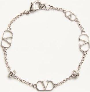 Valentino Garavani Bracciale VLogo Signature In Metallo E Cristalli Donna PALLADIO/CRYSTAL M