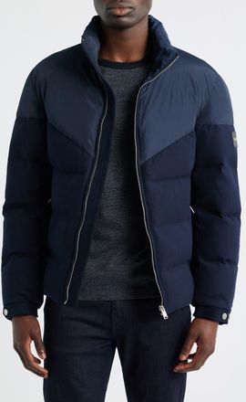 BOSS Clanello 1 Mixed Media Puffer Jacket in Dark Blue at Nordstrom, Size 36