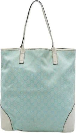 Gucci Pre-owned Canvas Tote Bag - Dames - Vintage Shopper - Blauw - ONE Size - Leer - Vintage