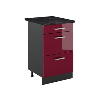 Vicco Mueble Bajo De Cocina R-line, Rojo De Alto Brillo/antracita, 50 Cm Encimera Antracita, Vicco