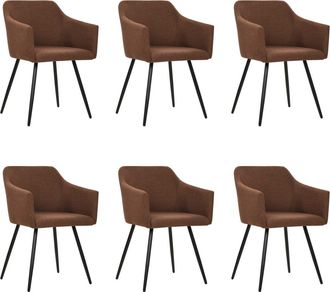 vidaXL Sillas De Comedor 6 Unidades Tela Marr&oacute;n Vidaxl